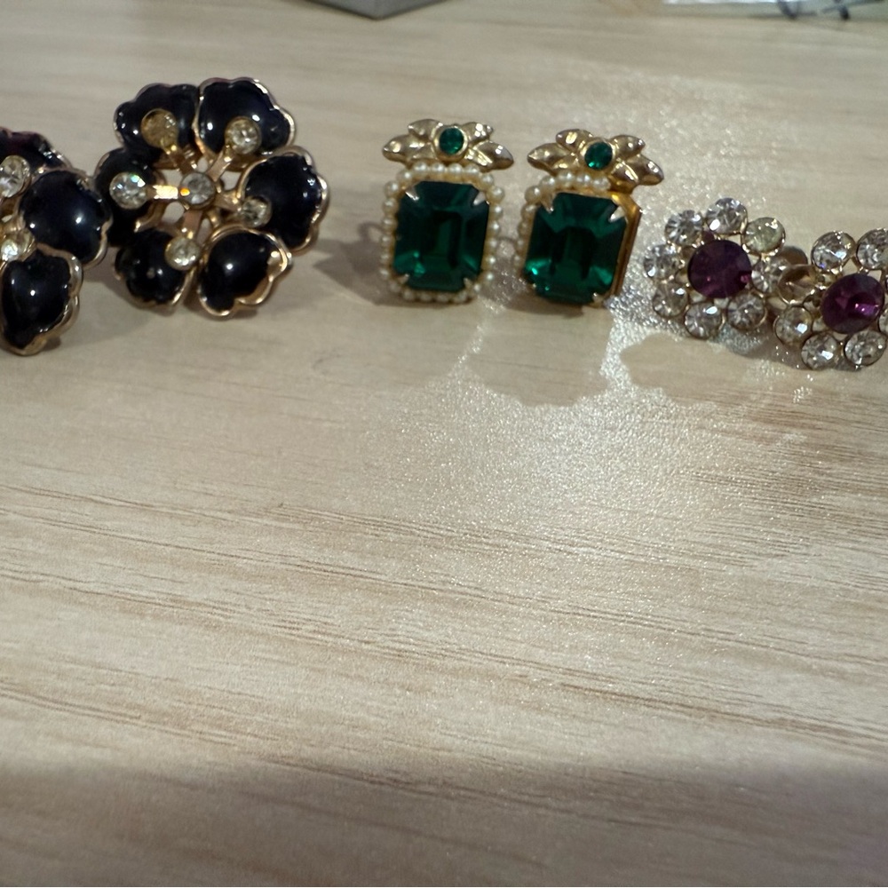 3 pairs of Vintage Clip on Earrings